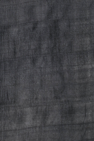 Black Tussar Silk With Stripes Block Print Design