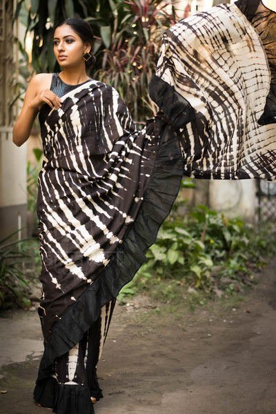 White Ruffle Sarees Online
