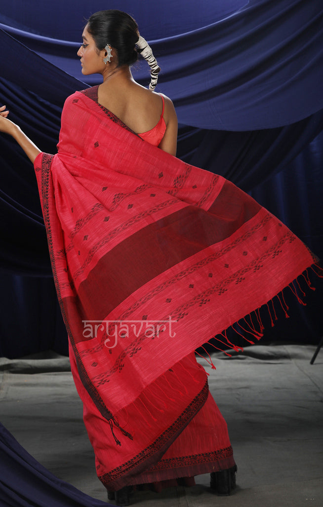 Red Cotton With Woven Design