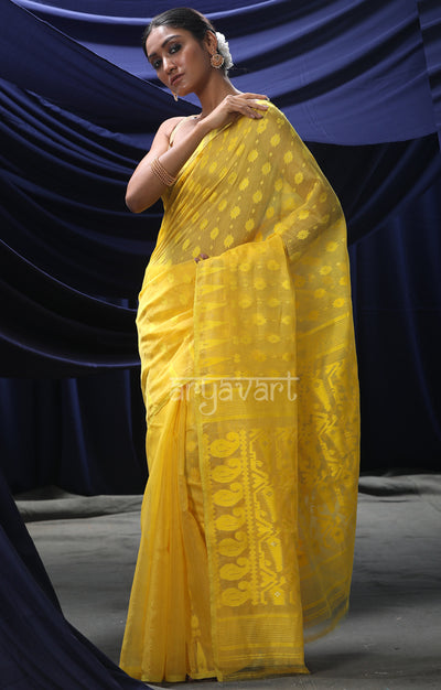 Yellow jamdani sarees