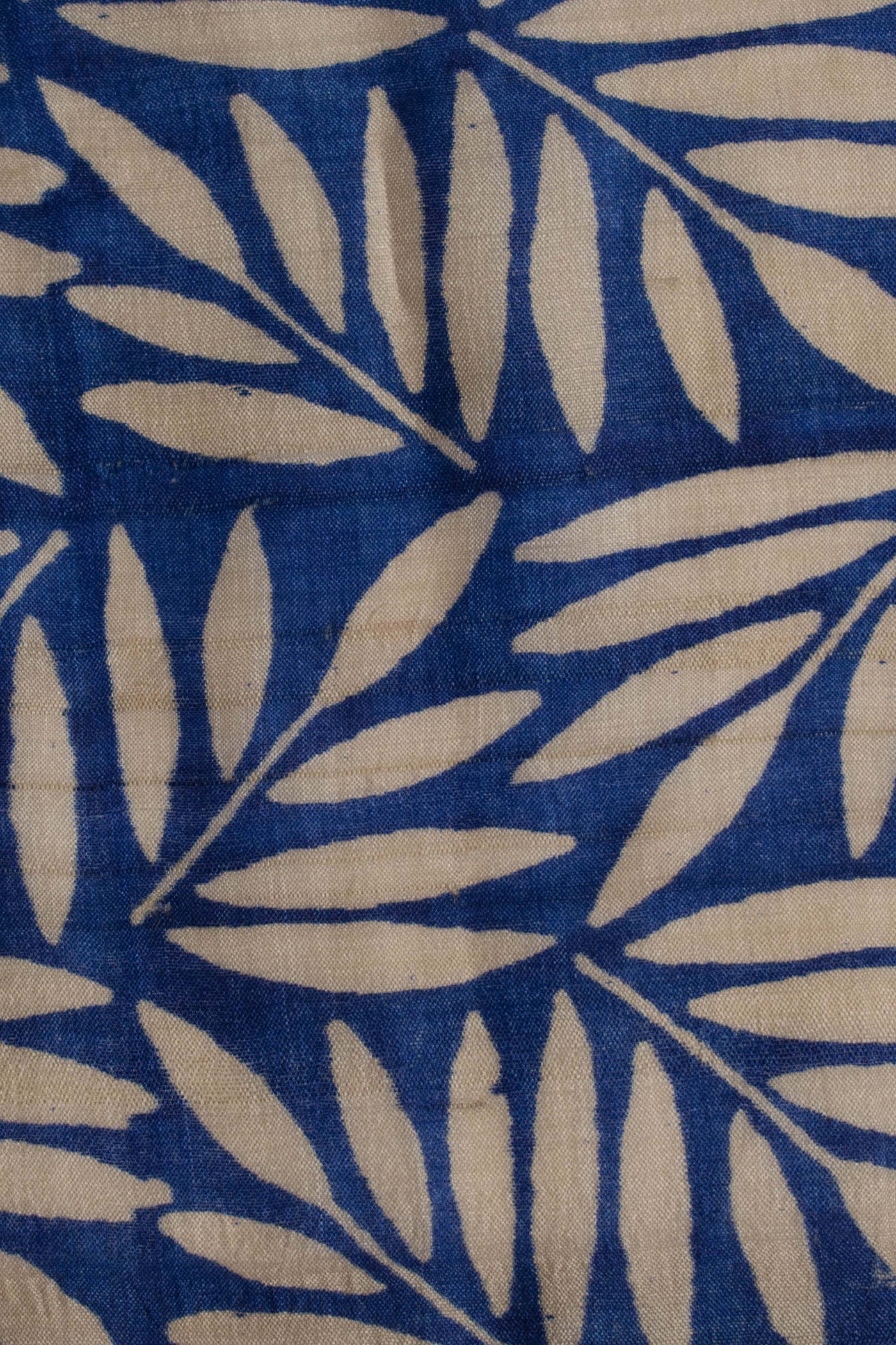Royal Blue Tussar Silk Saree With Leaf Design Pallu