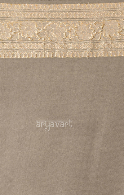 Soft Grey Saree with Silver Zari Floral Weave