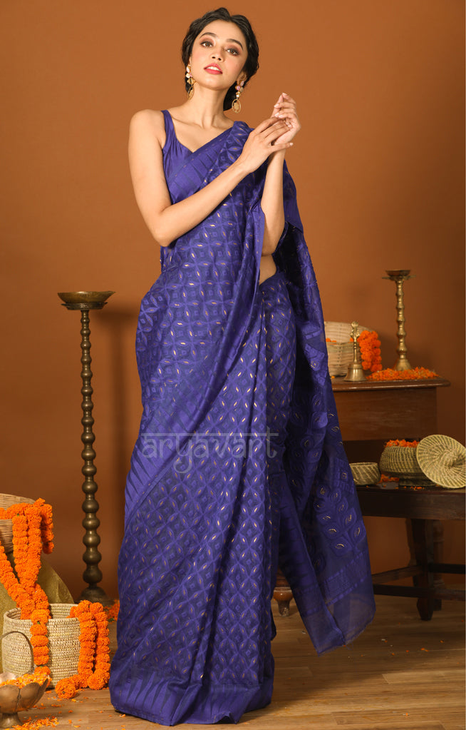 Royal Blue Paithani Silk Saree - Urban Womania