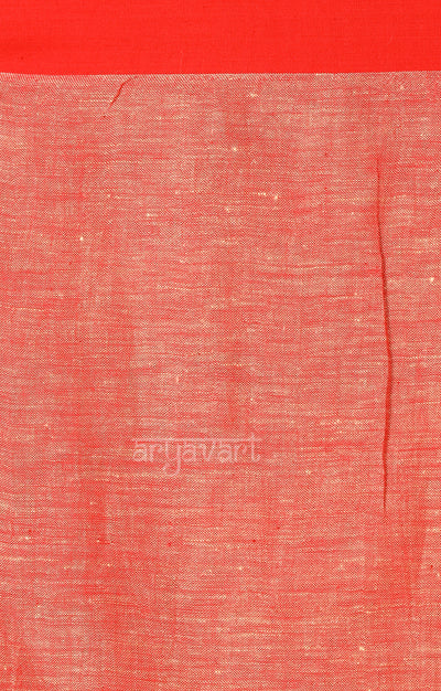 Cream Linen saree with Red Border & Jamdani Design