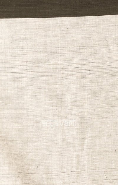 White Cotton Saree with Black Border & Woven Design