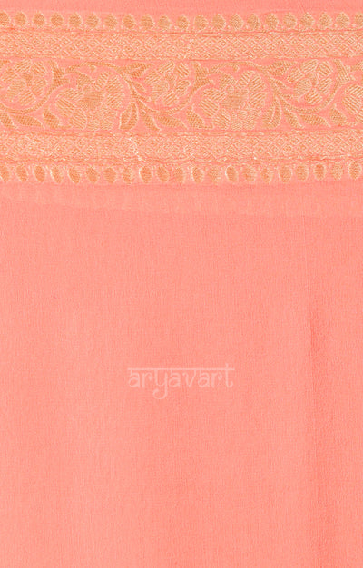 Peach Chiffon Saree with Zari Floral Weave