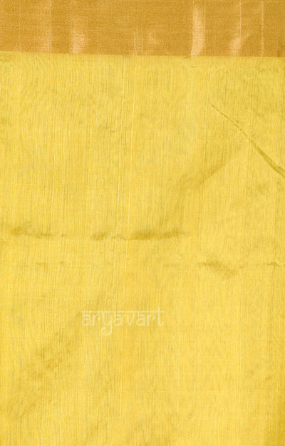 Golden Yellow Chanderi Silk Saree with Gold & Silver Zari Lehria Woven Design