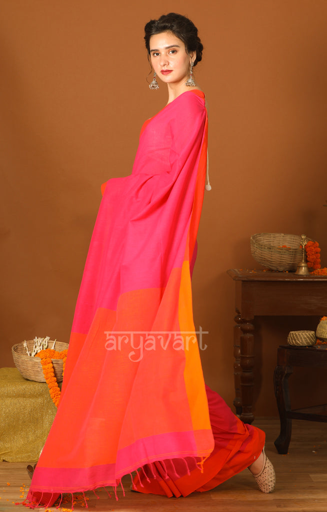 Yahvi Linen Saree (Pink Orange) – SAMA by Rakhi