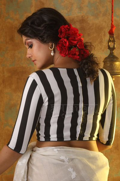 The Black & White Bold Striped Blouse