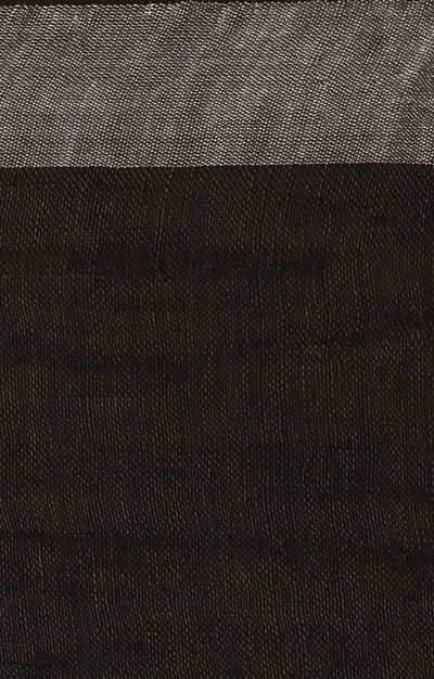Walnut Brown Linen Saree With Woven Geometric Design